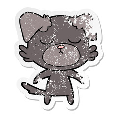 distressed sticker of a cute cartoon dog