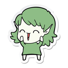 sticker of a cartoon elf girl