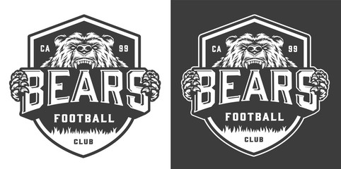 Vintage monochrome football team mascot logo