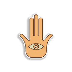 Obraz premium palm and hand sticker icon. Element of color Arabic culture icon. Premium quality sticker design icon. Signs and symbols collection icon for websites, web design
