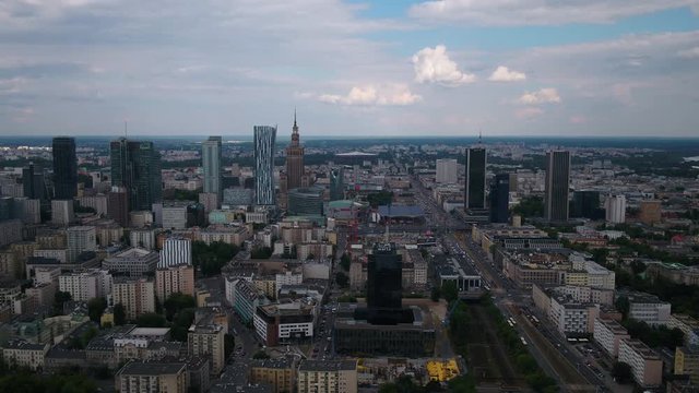 Aerial Poland Warsaw June 2018 Sunny Day 30mm 4K Inspire 2 Prores  Aerial video of downtown Warsaw in Poland on beautiful sunny day.
