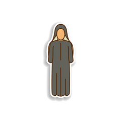 woman arabic  sticker icon. Element of color Arabic culture icon. Premium quality sticker design icon. Signs and symbols collection icon for websites, web design