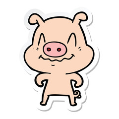 Fototapeta premium sticker of a nervous cartoon pig