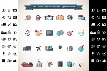 Logistics And Shipping, Transport Icon Set