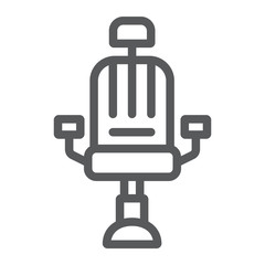 Barber chair line icon, barber and interior, arm chair sign, vector graphics, a linear pattern on a white background.