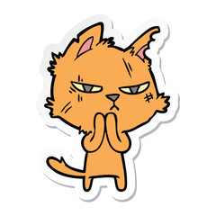 sticker of a tough cartoon cat