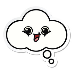 sticker of a cute cartoon thought bubble