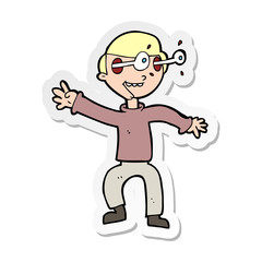Obraz premium sticker of a cartoon amazed boy