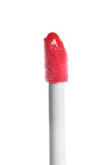 Applicator with liquid lipstick isolated on white