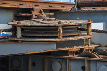 Mechanical equipment and rails for towing ships September 1, 2018, photographed at Tangshan Ark Shipyard, Luannan County, Tangshan City, Hebei Province, China, Asia