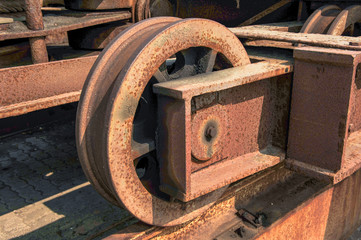 Mechanical equipment and rails for towing ships September 1, 2018, photographed at Tangshan Ark Shipyard, Luannan County, Tangshan City, Hebei Province, China, Asia