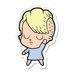 sticker of a cartoon woman