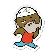 sticker of a cartoon worried man with beard