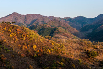 Qingshan pass the Great Wall and Castle Peak autumn scenery
