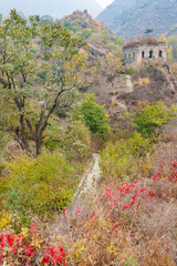 Qingshan pass the Great Wall and Castle Peak autumn scenery
