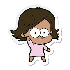 sticker of a happy cartoon girl