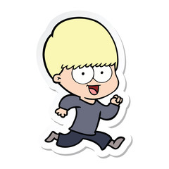 sticker of a happy cartoon boy