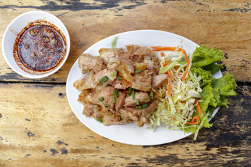 Thai Grilled Beef with spicy sauce.