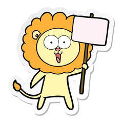 sticker of a happy cartoon lion