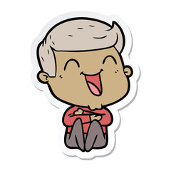 sticker of a cartoon man laughing