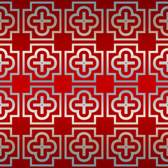 Vector Seamless Pattern With Abstract Geometric Style. Repeating Sample Figure And Line. Paper For Scrapbook. Red silver color