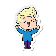 sticker of a happy cartoon man