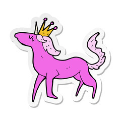 sticker of a cartoon unicorn