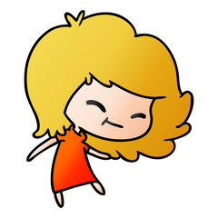 gradient cartoon of cute kawaii girl