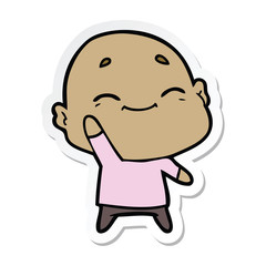 Obraz premium sticker of a happy cartoon bald man