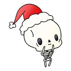 christmas gradient cartoon of kawaii skeleton