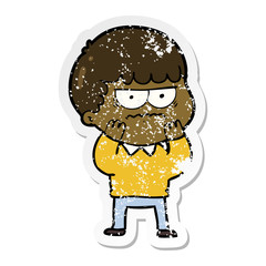 distressed sticker of a cartoon annoyed man