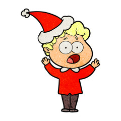 textured cartoon of a man gasping in surprise wearing santa hat