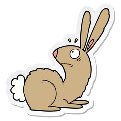 sticker of a cartoon startled bunny rabbit