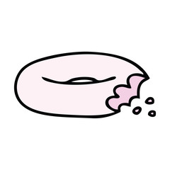 quirky hand drawn cartoon bitten donut