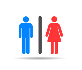 Toilet vector icon .WC sign.Restroom sign icon . Man, Woman icon flat . male and female toilet sign . wc door plate symbol illustration