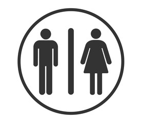 Toilet vector icon .WC sign.Restroom sign icon . Man, Woman icon flat . male and female toilet sign . wc door plate symbol illustration