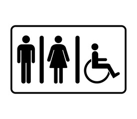Toilet vector icon .WC sign.Restroom sign icon . Man, Woman icon flat . male and female toilet sign . wc door plate symbol illustration