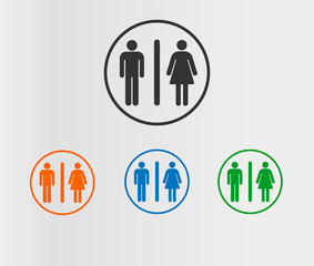 Fototapeta na wymiar Toilet vector icon .WC sign.Restroom sign icon . Man, Woman icon flat . male and female toilet sign . wc door plate symbol illustration