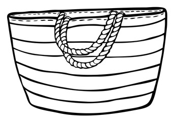 summer beach bag with stripes and stitches - rope handles
