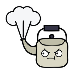 cute cartoon steaming kettle