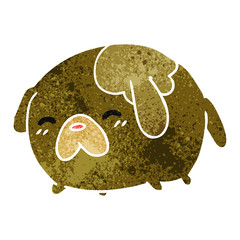 retro cartoon of cute kawaii dog