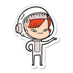 sticker of a cartoon astronaut woman