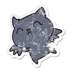 distressed sticker cartoon of cute kawaii bat