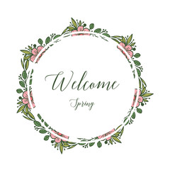 Fototapeta na wymiar Vector illustration welcome lettering with floral frame hand drawn