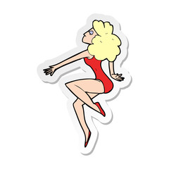 sticker of a cartoon dancing woman