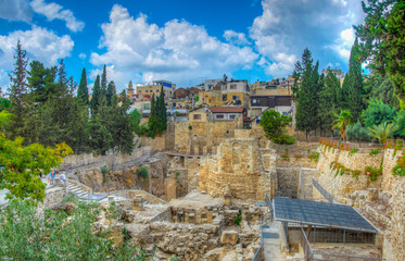 Ruins of pools of Bethesda in Jerusalem, Israel