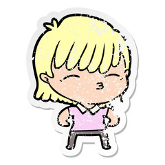 distressed sticker of a cartoon woman