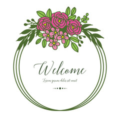 Vector illustration blossom floral frame for welcome lettering hand drawn