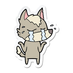 sticker of a cartoon crying wolf