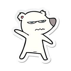 sticker of a angry bear polar cartoon pointing